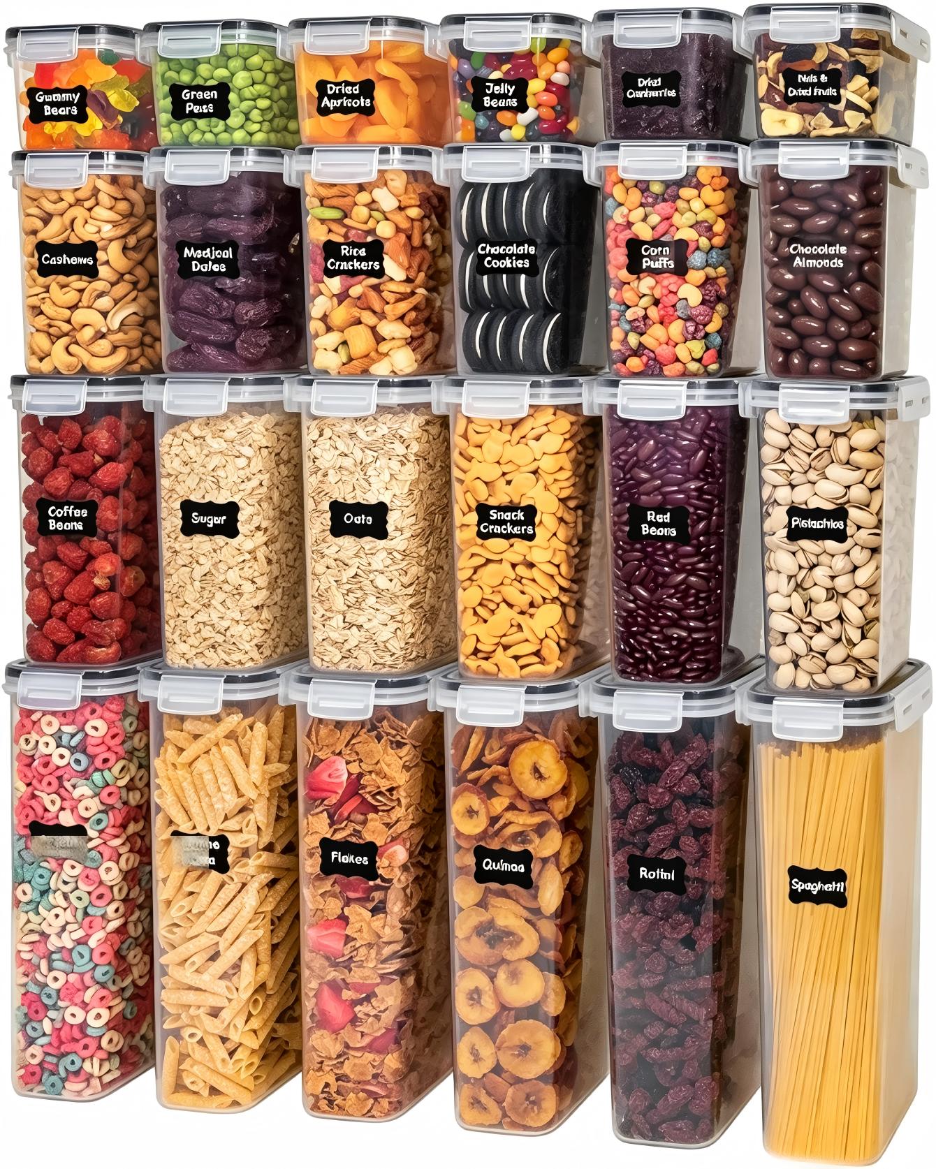 Food Snacks Label - Lebensmittelbehälter mit Deckel, 24-teiliges Set (mehrere