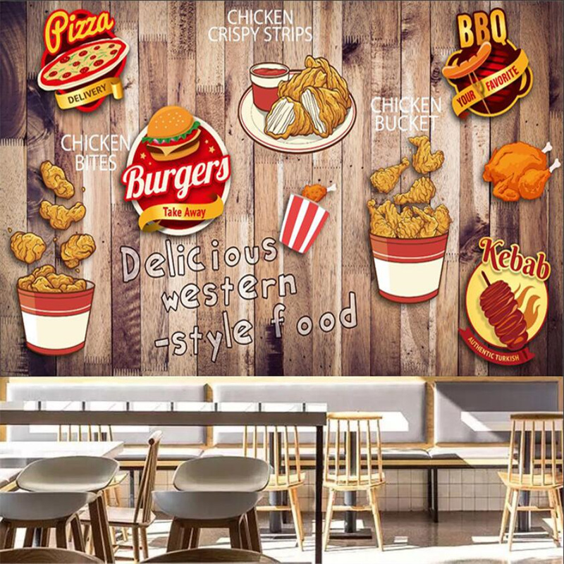 Food Snacks Background - Benutzerdefinierte Fried Chicken Burger Tapete Fast