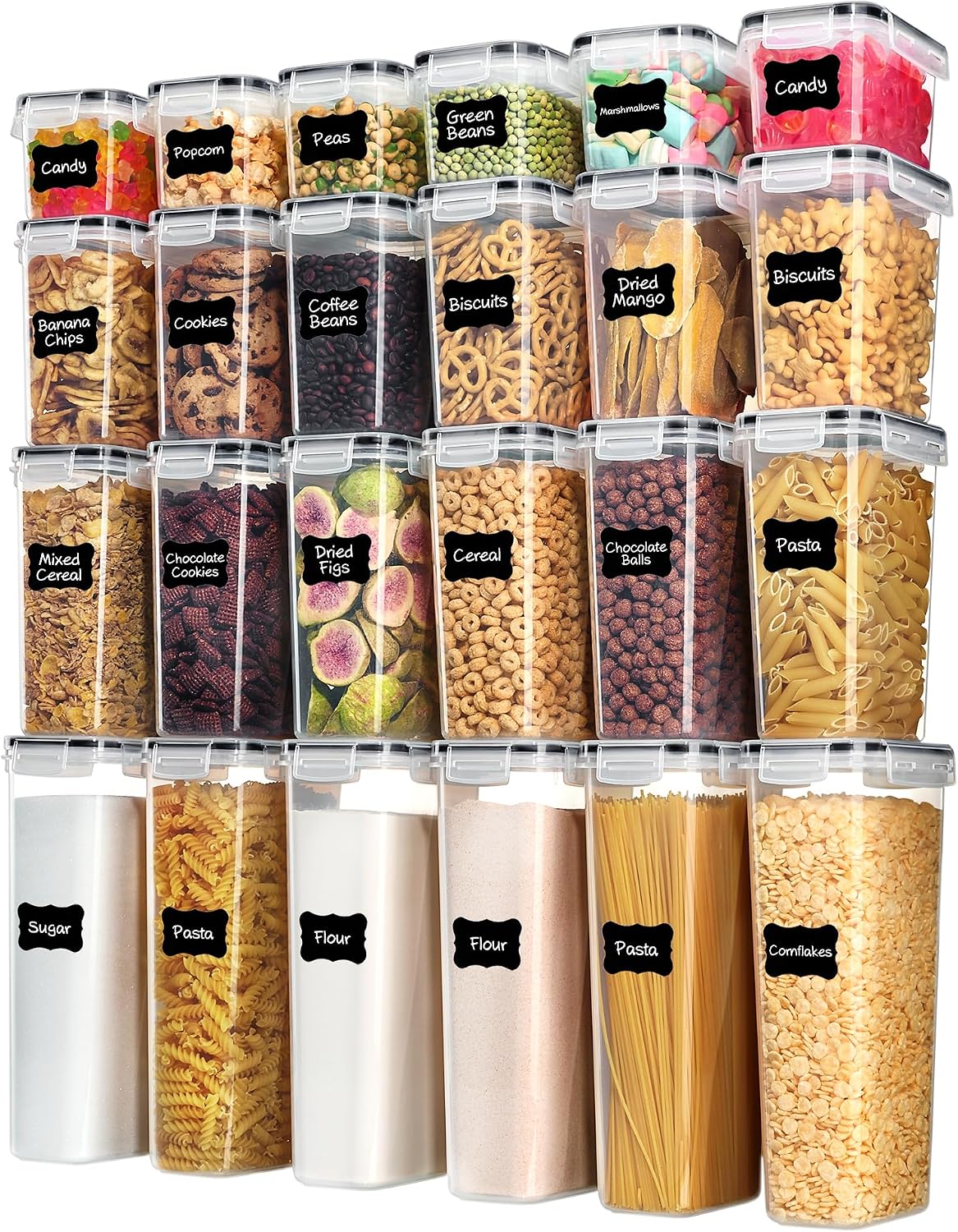 Food Snacks Label - Vtopmart Luftdichte Lebensmittelbehälter mit Deckeln, 24