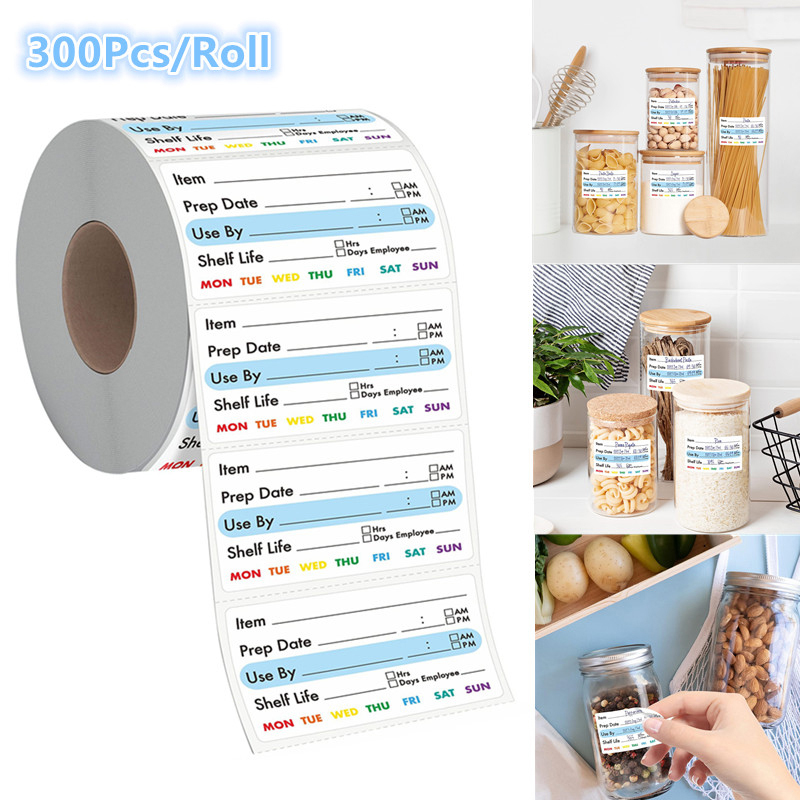 Food Snacks Label - ^300 Stück/Rolle Küchen-Datumsaufkleber, Lebensmittel-Etiketten, Schreibwaren-Aufkleber, Aufkleber