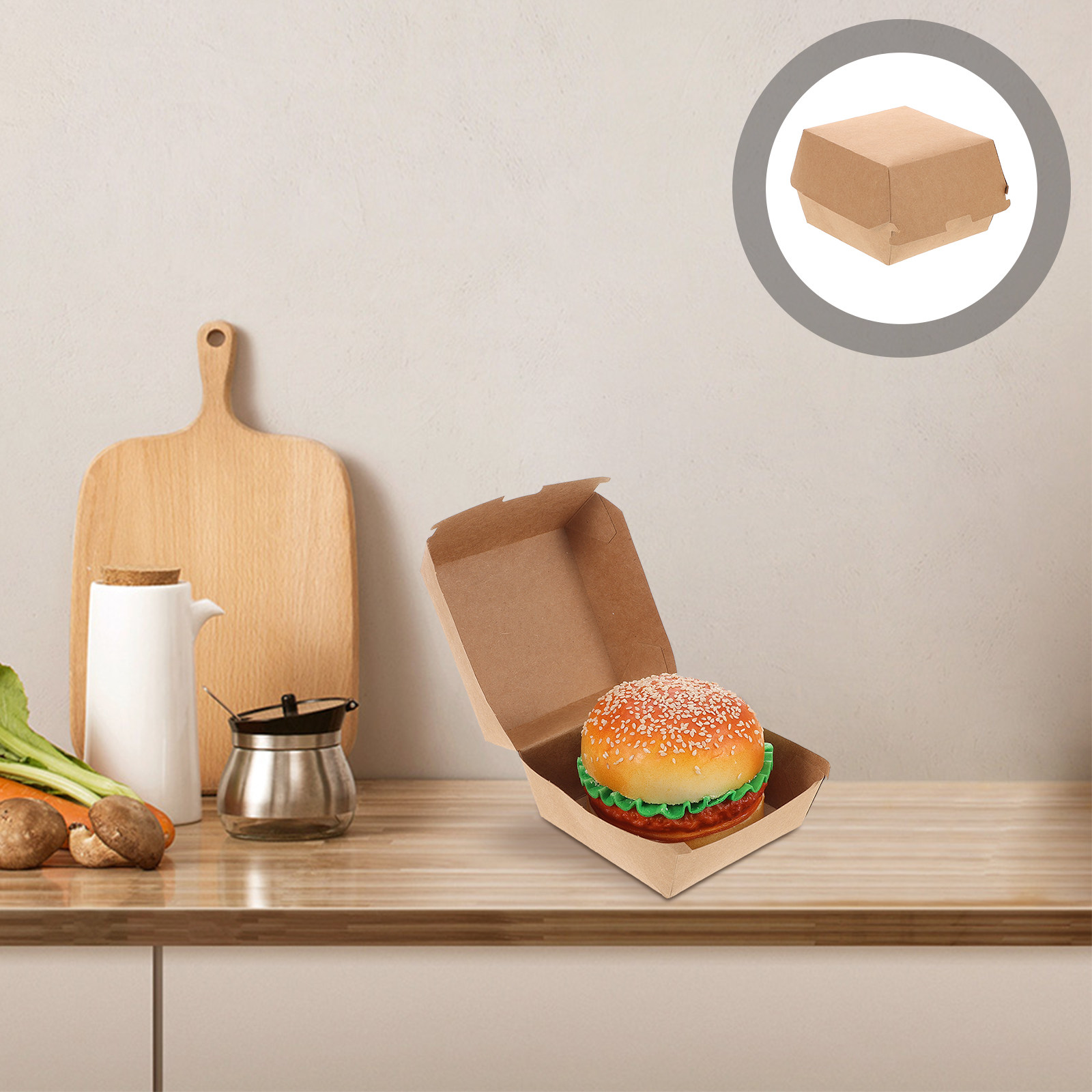 Snacks Food Usa - 30 Stück Burger-Boxen aus Kraftpapier, Lebensmittelqualität,