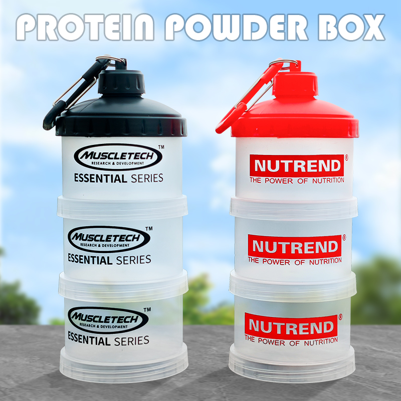 Food Snacks Healthy - 3-Schicht-Portable Protein-Pulver-Box Trichter Pulver-Box Fitness Ergänzung