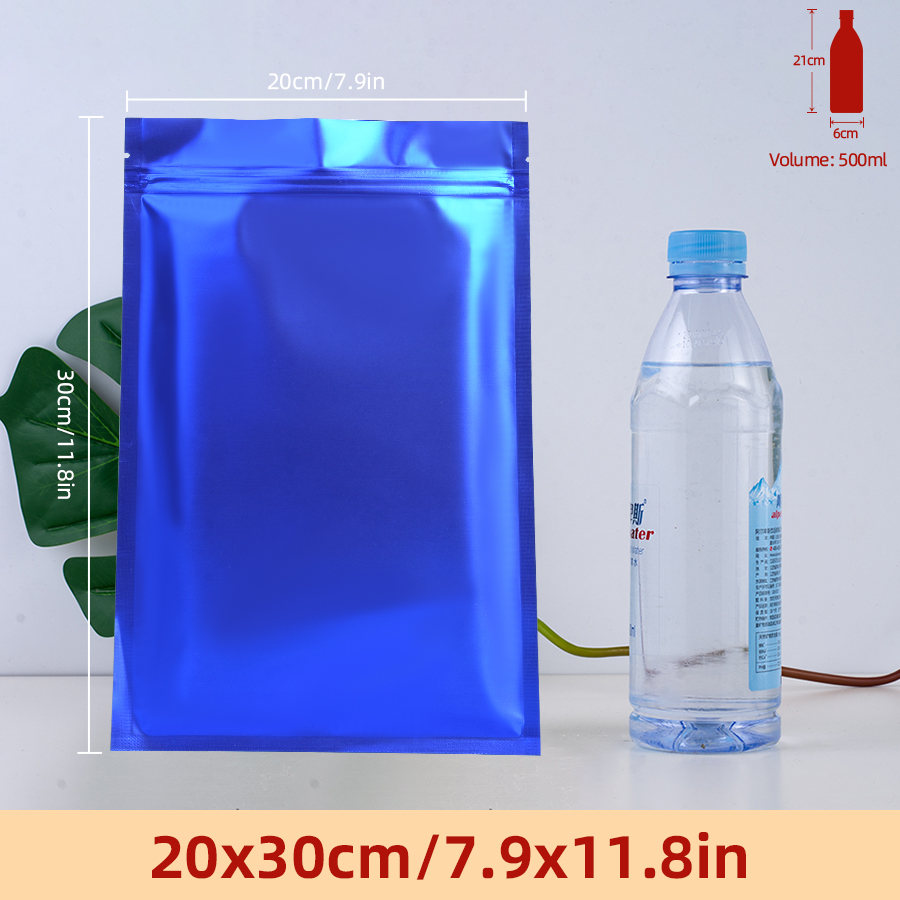 Snacks Food Usa - 100 Stück matte blaue Folien-Reißverschlussbeutel, wiederverwendbare