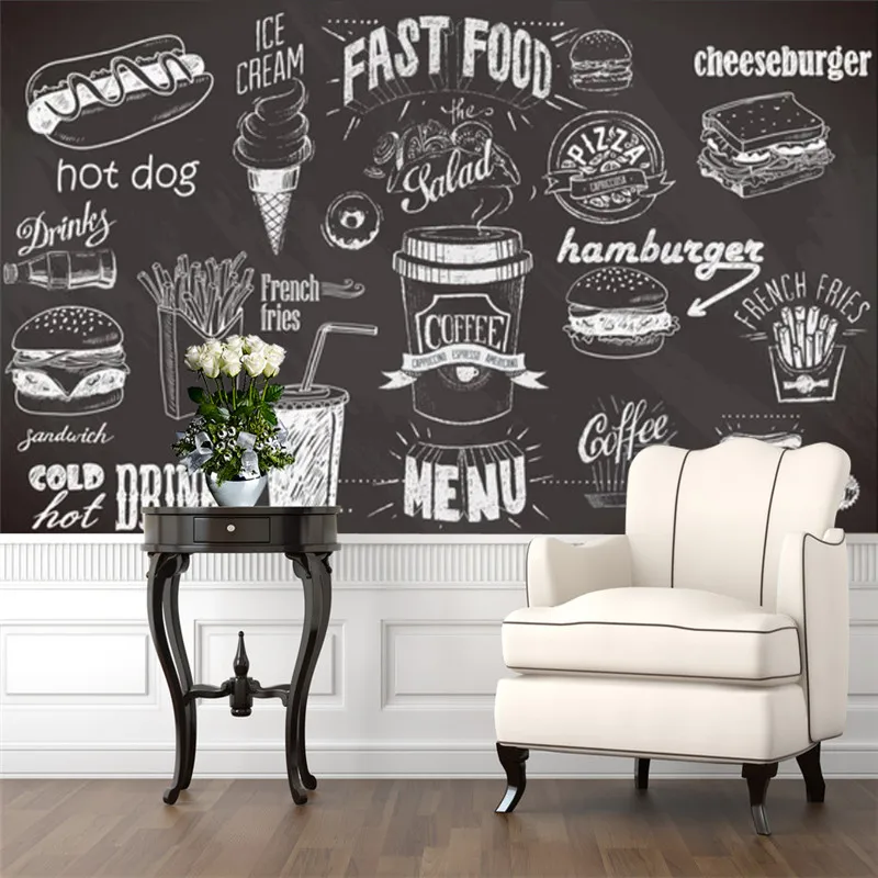 Food Snacks Background - Benutzerdefinierte handgemalte Tafel Fast Food Wandpapier