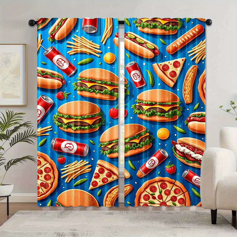 Fast-Food-Vorhang mit Burger-  – Food Snacks Background Bewertung und Preis