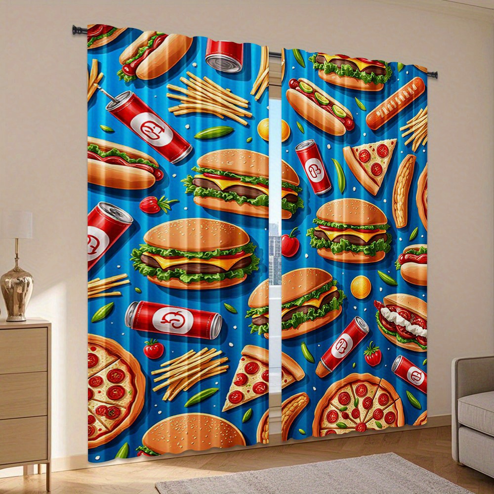 Fast-Food-Vorhang mit Burger-  – Food Snacks Background Bewertung und Preis