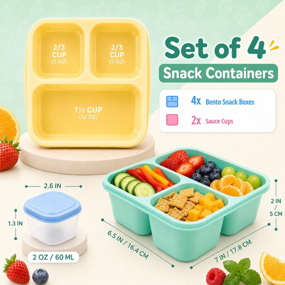3-Fach Bento-Box Snackbehälter – Food Snacks Healthy Bewertung und Preis