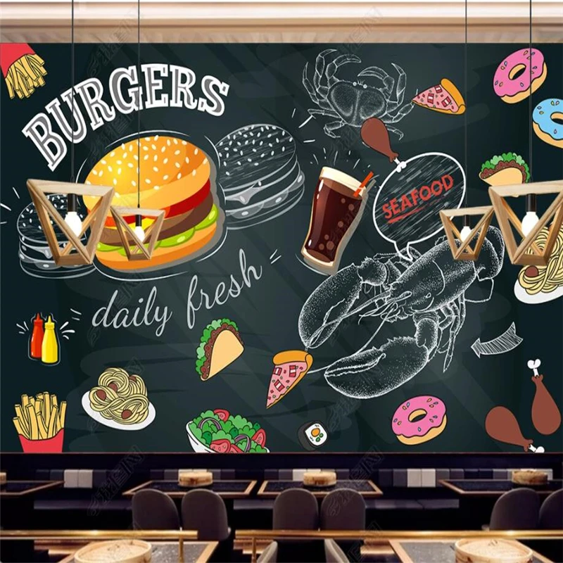 Tafel handgemalte Burger Pomme – Food Snacks Background Bewertung und Preis