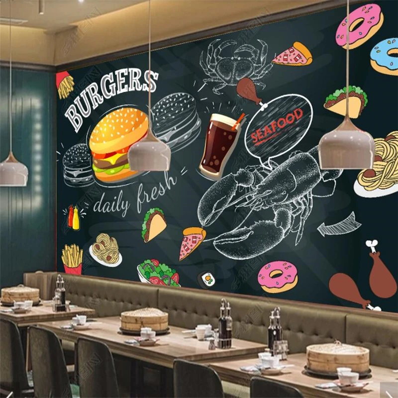 Tafel handgemalte Burger Pomme – Food Snacks Background Bewertung und Preis