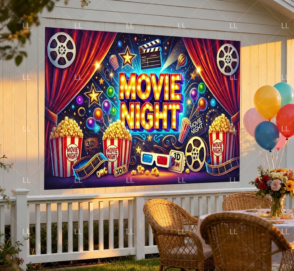 Vintage Kino-Filmabend Party-D – Food Snacks Background Bewertung und Preis